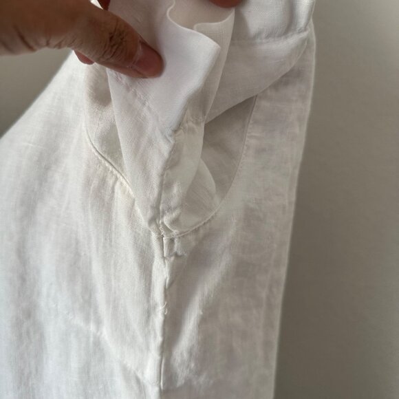 Agolde Fitted Button Up Blouse Short Sleeve Airy Linen Minimalist White Sz S - Picture 6 of 10